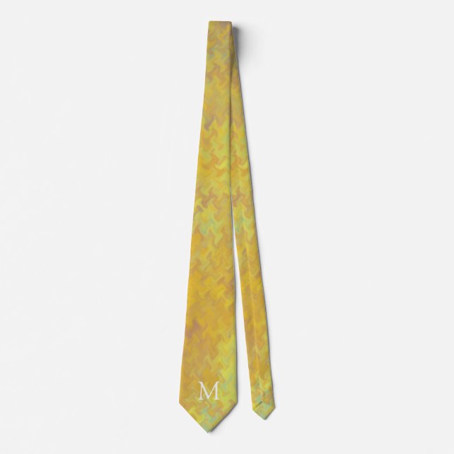 Corbata Arte dorado marmoleado con monograma (Anverso)