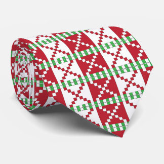 Corbata Arte étnico letón letón rojo, blanco y verde