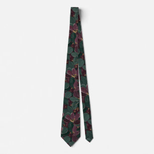 Corbata Arte Floral Forestal Verde Burgundy con Clase y Es