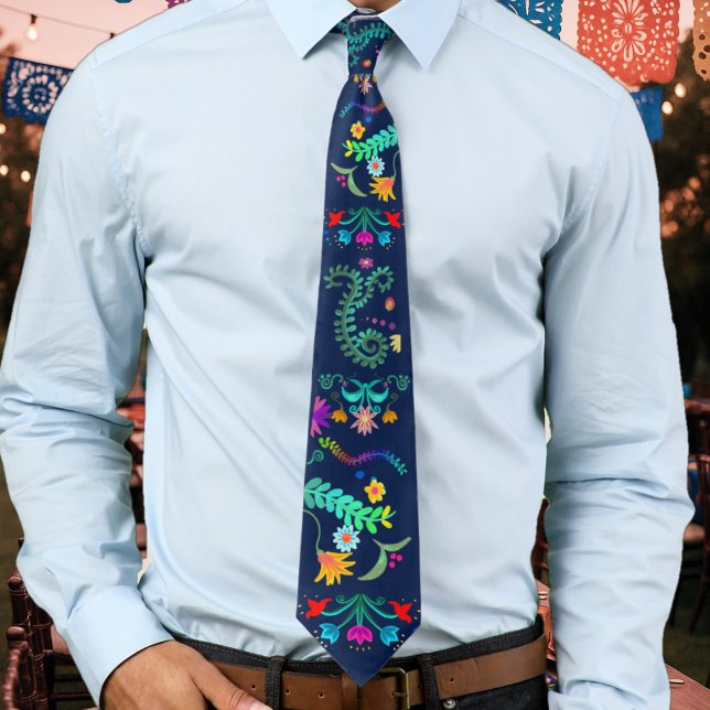 Corbata Arte Folclórico Mexicano Fiesta Floral (Subido por el creador)