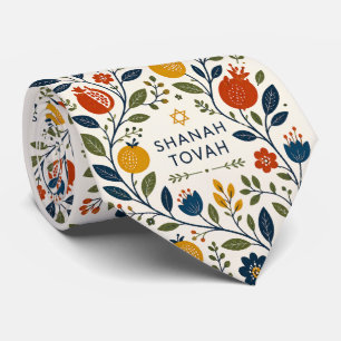 Corbata Arte Folclórico Moderno Botánico Shana Tovah 