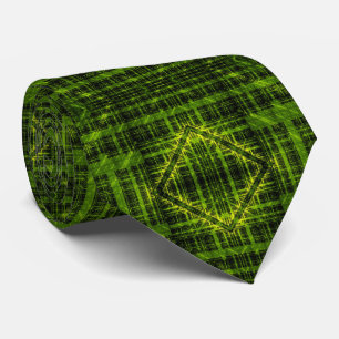 Corbata Arte fractal abstracto moderno verde de alta tecno
