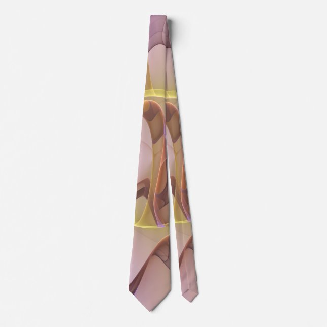 Corbata Arte fractal dorado rosa moderno abstracto (Anverso)