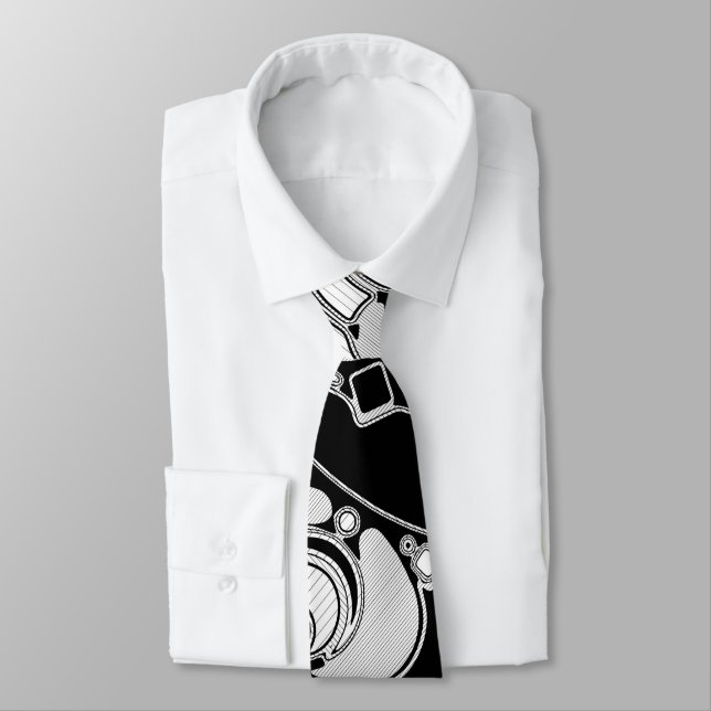 Corbata Arte Geométrico Blanco Y Negro 4 (Atado)