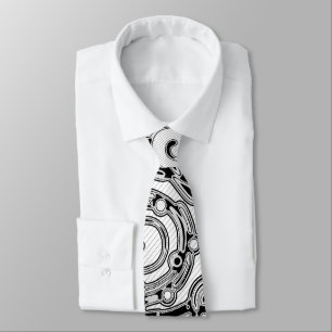 Corbata Arte geométrico en blanco y negro 3