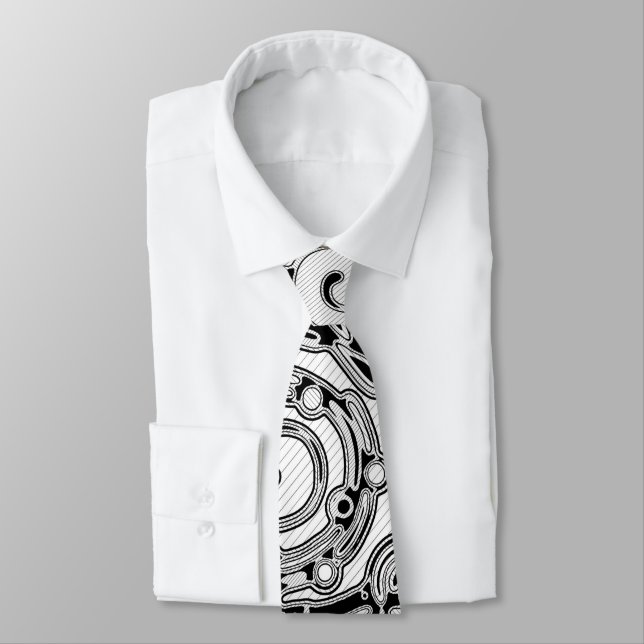 Corbata Arte geométrico en blanco y negro 3 (Atado)