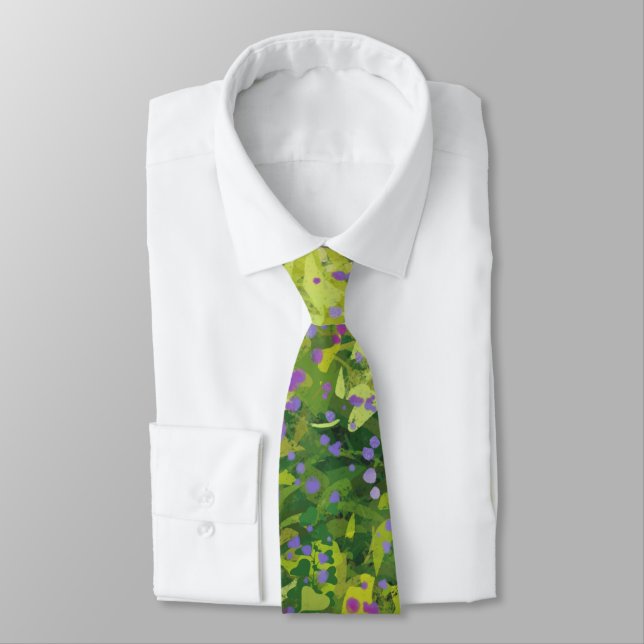 Corbata Arte gráfico de pintura de arbusto floral con acua (Atado)