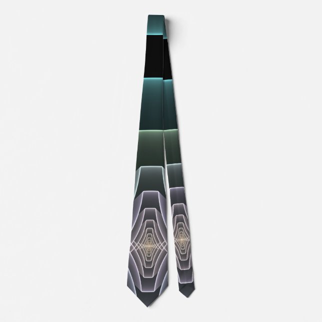 Corbata Arte gráfico geométrico fractal teal moderno (Anverso)