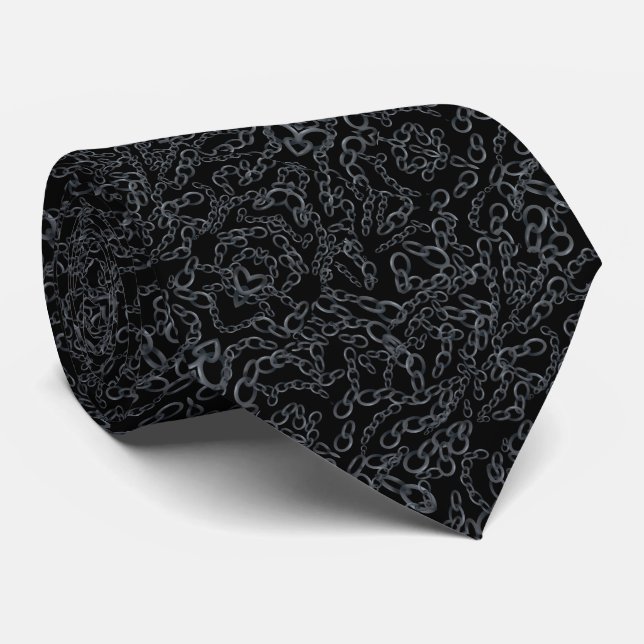 Corbata Arte gris sobre negro de imagen abstracta encadena (Enrollado)