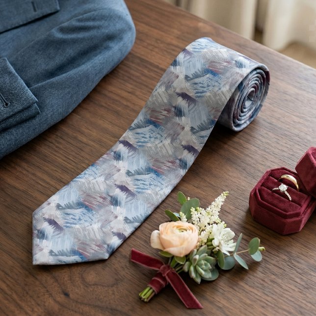 Corbata Arte Gris Violeta Púrpura Azul Contemporáneo Chic (Subido por el creador)