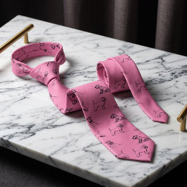 Corbata Arte lineal de Schnauzer rosa