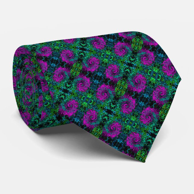 Corbata Arte Líquido Giratorio Abstracto Magenta Enérgico (Enrollado)