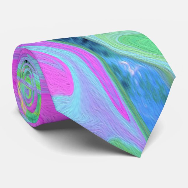 Corbata Arte líquido rosa y azul claro retro en Hydrangea (Enrollado)