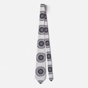 Corbata arte mandala blanco y negro