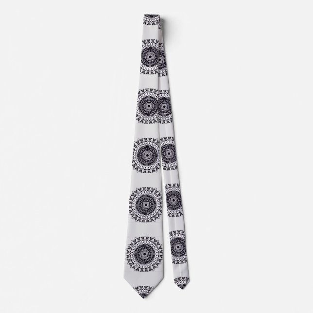 Corbata arte mandala blanco y negro (Anverso)