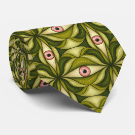 Corbata Arte Maximalista Botánico Verde Ojo Rosado Whimsig