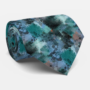 Corbata Arte Moderno de Pinceladas Verde Turquesa Violeta 