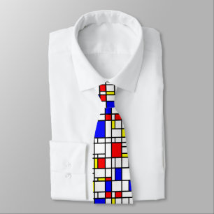 Corbata Arte Moderno Rojo Color de la rejilla azul amarill
