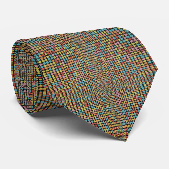 Corbata Arte Mosaico Pop Retro - Ilusión Óptica (Enrollado)