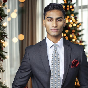 Corbata Arte Nouveau de pingüino invernal caprichoso copos