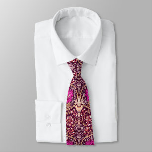 Corbata Arte Nouveau floral, ciruelo, beige y Deep Purple