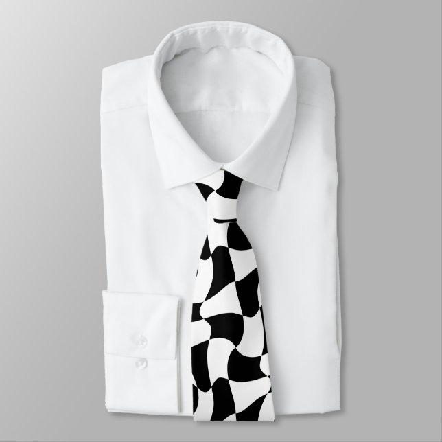 Corbata arte óptico en blanco y negro (Atado)
