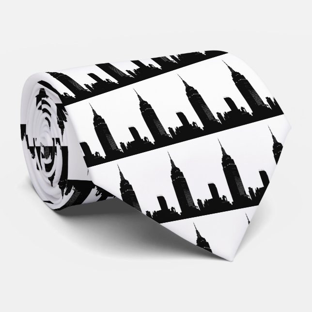 Corbata Arte pop blanco y negro en Nueva York (Enrollado)