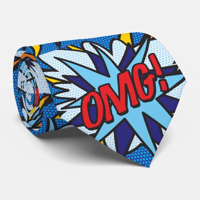 Corbata Arte Pop de Cómic OMG Superhéroe (Enrollado)
