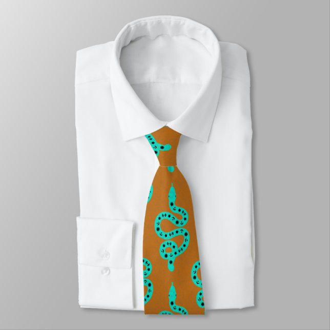 Corbata Arte popular texturizado grungy brujeril serpiente (Atado)