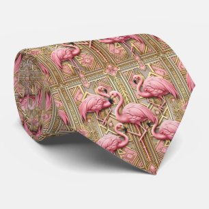 Corbata Arte Retro Deco Flamencos Rosas