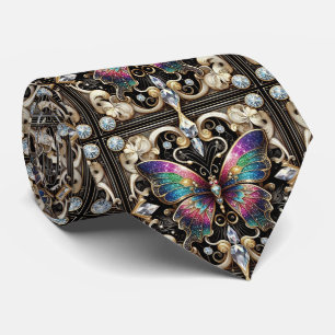 Corbata Arte Retro Deco Mariposa Arcoíris Nouveau