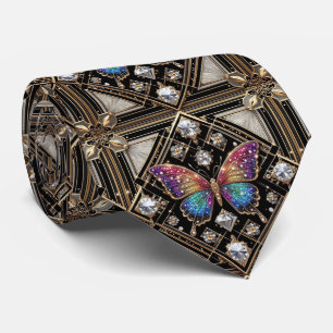 Corbata Arte Retro Deco Mariposa Arcoíris Nouveau