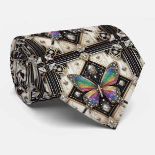 Corbata Arte Retro Deco Mariposa Arcoíris Nouveau