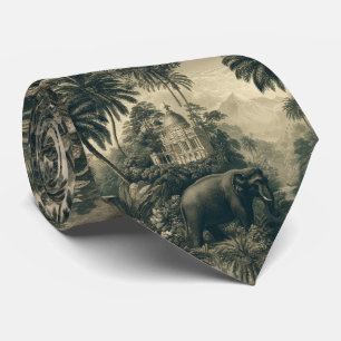 Corbata Arte tropical botánico de elefante en toile vintag