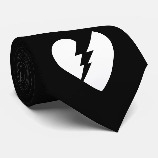 Corbata Arte vectorial en blanco y negro Corazón roto (Enrollado)