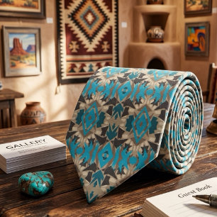 Corbata Arte y colores estampados del suroeste americano