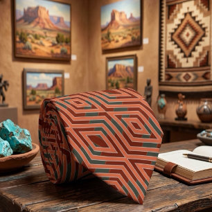 Corbata Arte y colorido patrón tribal del suroeste america