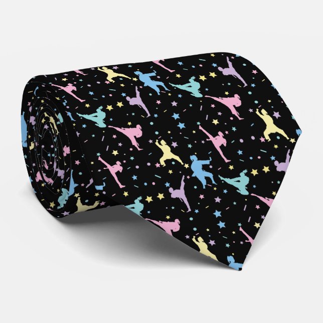 Corbata Artes Marciales Karate Abstracto Estrellas Destell (Enrollado)