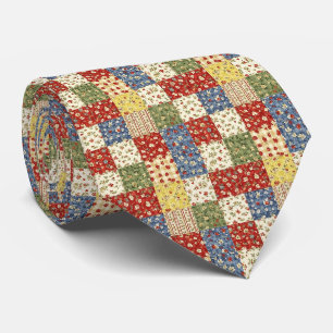 Corbata Artesanía Folk Vintage Colcha de Parche Crimson Na