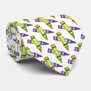 Corbata Artista de arte de los Crayones morado/verde, arte