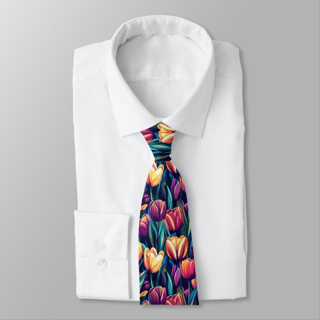 Corbata Artistic Christmas Gift For Him Tulip Floral (Atado)