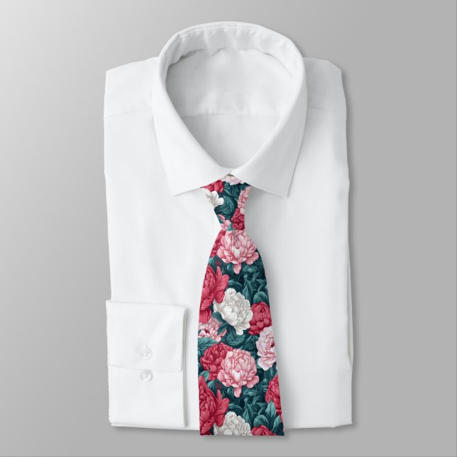 Corbata Artistic Mens Accessories Peonies Floral (Atado)