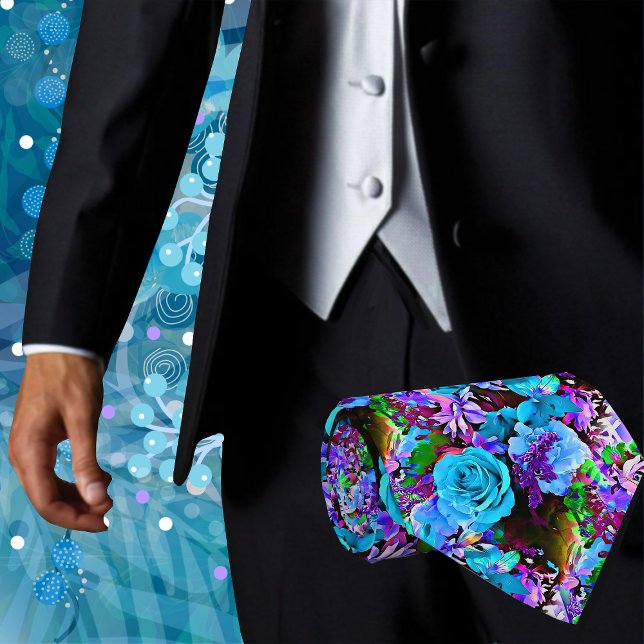 Corbata Artística Floral de Flores Tropicales Colo (This beautiful Abstract Rose Floral Men's Fashion Necktie will have you feeling stylish and modern)
