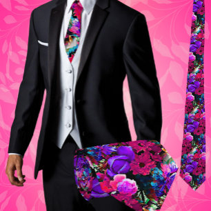 Corbata Artística Floral de Flores Tropicales Colo
