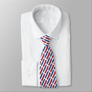 Corbata Artsy Clásico Azul Blanco Rojo Patrón de Bandera F