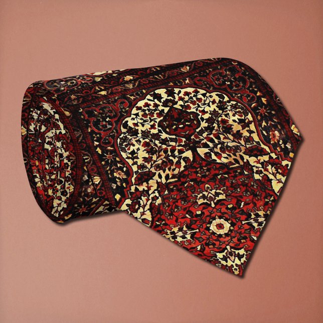 Corbata Aspecto de alfombra persa - rojo oscuro y crema -  (Subido por el creador)