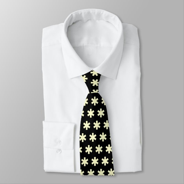 Corbata Asterisk Snowflake - Crema en negro (Atado)