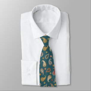 Corbata Astro Paisley & Yin Yang Puntos Azul Turquesa Nara