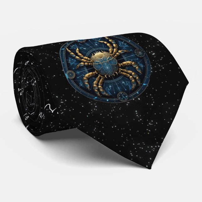 Corbata Astrología del cáncer Zodiac Neck Tie (Enrollado)