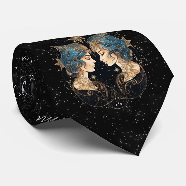 Corbata Astrología Gemini Zodiac Neck Tie (Enrollado)